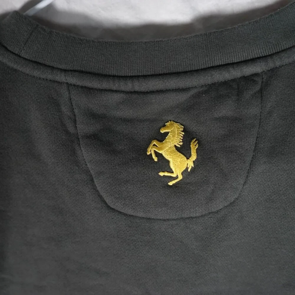 Ferrari Logo Crewneck Sweatshirt Gray Split Logo Red Yellow Men's Small RARE
